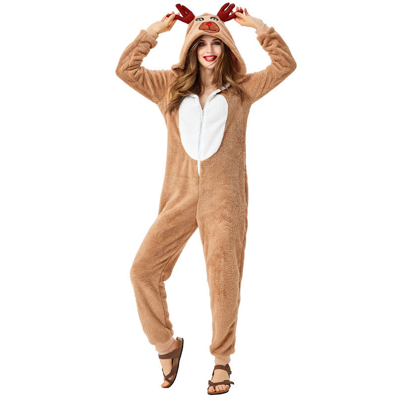 Christmas Cute Reindeer Animal Wear Parent-child Clothes Loose Pajamas