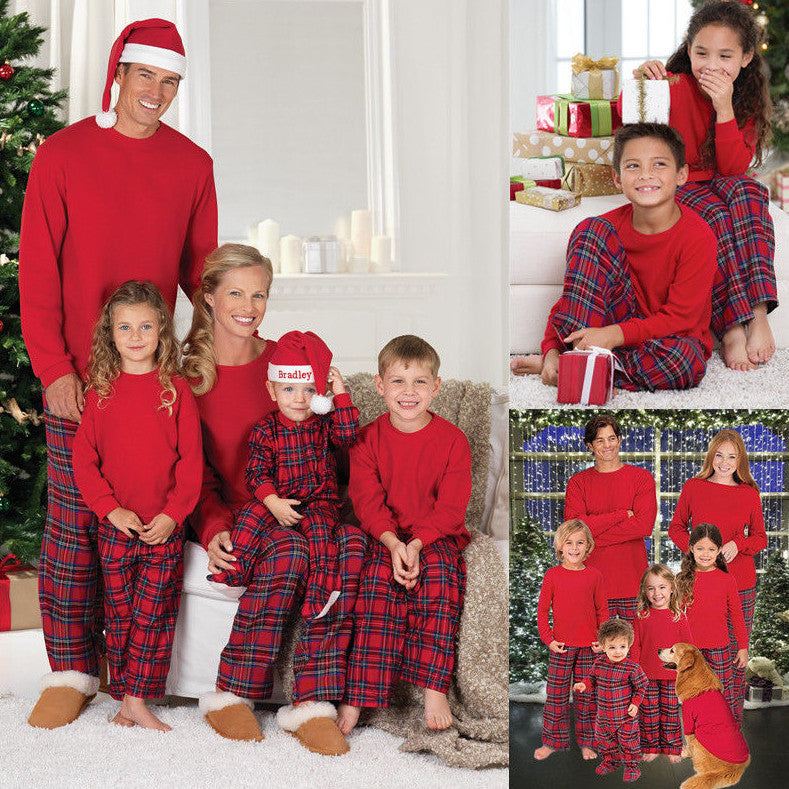 Plaid Cotton Christmas Parent-child Pajamas