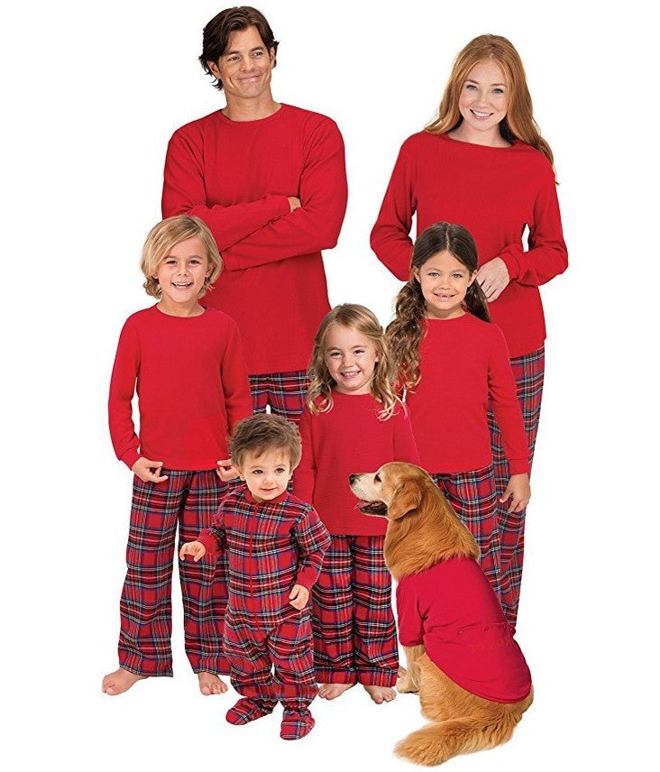 Plaid Cotton Christmas Parent-child Pajamas