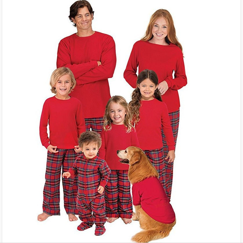 Plaid Cotton Christmas Parent-child Pajamas