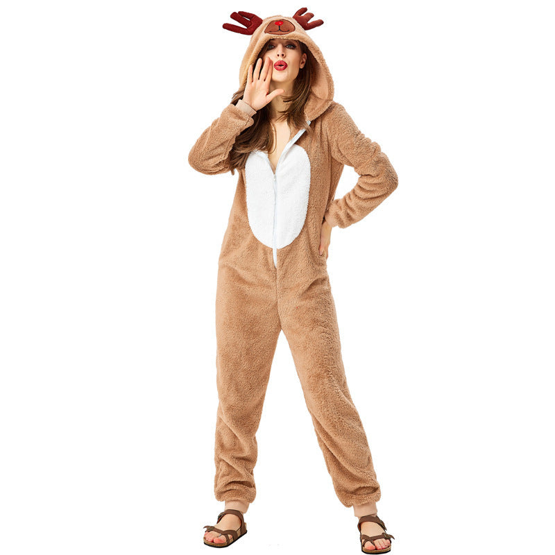 Christmas Cute Reindeer Animal Wear Parent-child Clothes Loose Pajamas